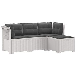 vidaXL Sofa de Grădină 4-Locuri cu Perne Aspect Ratan PP Alb