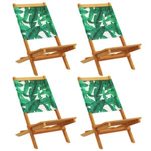 vidaXL Scaune pliante 4 buc. Material textil verde și lemn masiv