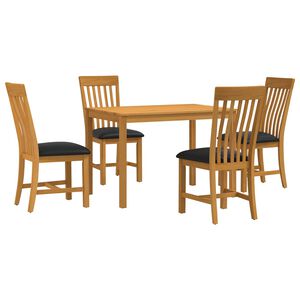 vidaXL Set de dining 5 buc. Negru Lemn de stejar masiv