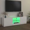 vidaXL Comodă TV cu lumini LED, alb extralucios, 120x30x36 cm