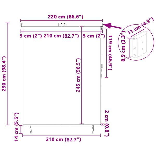 vidaXL Rulou textil Dungi Antracit 200 x 250 cm Țesătură și Aluminiu