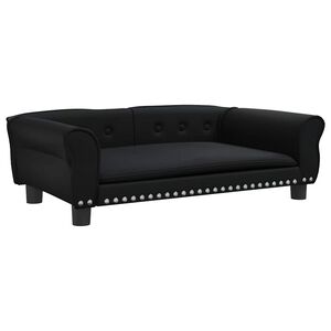 vidaXL Pat de c&acirc;ini, negru, 95x55x30 cm, piele ecologică