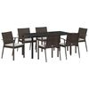 vidaXL Set de masă pentru grădină 7 pcs Maro și negru Ratan PE