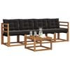 vidaXL Set de canapele de exterior cu pernă 5 pcs Natural și Negru