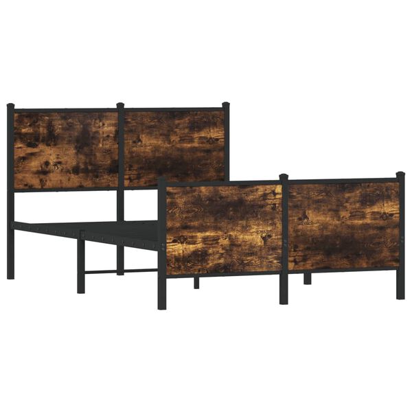 vidaXL Cadru pat metalic fără saltea, stejar fumuriu, 120x200 cm