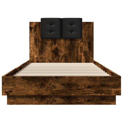 vidaXL Cadru de pat cu tăblie stejar fumuriu 90x200 cm lemn prelucrat