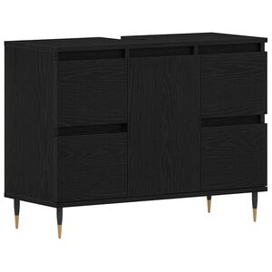 vidaXL Dulap pentru Chiuveta de Baie Stejar Negru 80 x 33 x 60 cm