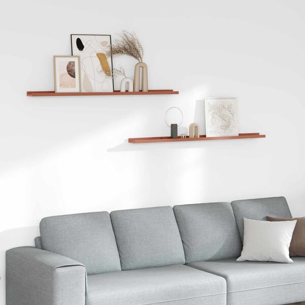 vidaXL Raft de perete cu raft 2 pcs Roșu 115 x 9 x 3 cm Lemn compozit