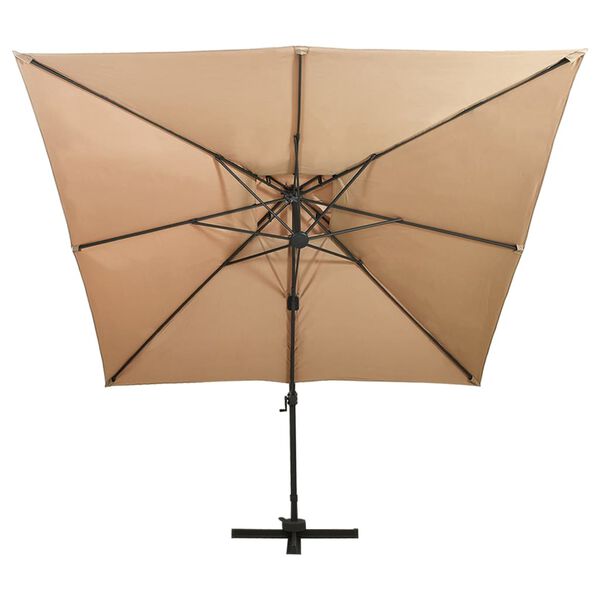 vidaXL Umbrelă de grădină cantilever cu blat dublu 300x300 cm taupe