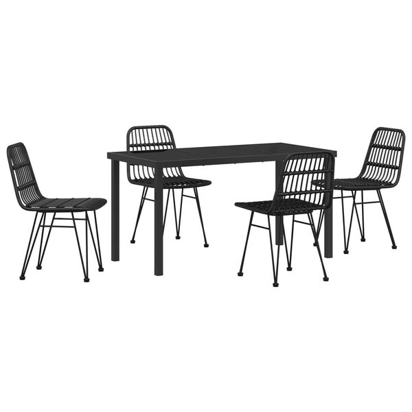 vidaXL Set de masă pentru grădină 5 pcs Negru