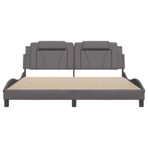 vidaXL Cadru de pat, Viana, fără saltea, gri, 180x200 cm, piele ecologică
