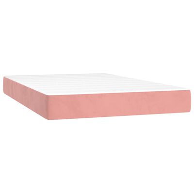 vidaXL Pat box spring cu saltea, roz, 120x200 cm, catifea