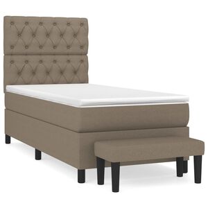 vidaXL Pat box spring cu saltea, gri taupe, 80x200 cm, textil