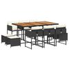 vidaXL Set mobilier de exterior cu perne, 11 piese, negru, poliratan