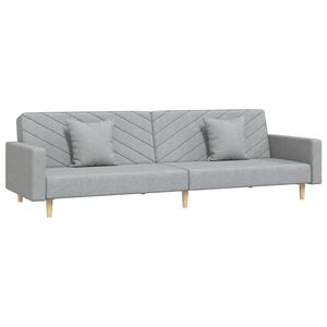 vidaXL Canapea extensibilă cu 2 locuri, 2 perne, gri deschis, textil