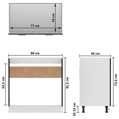 vidaXL Dulap inferior de chiuvetă, negru, 80 x 46 x 81,5 cm, PAL