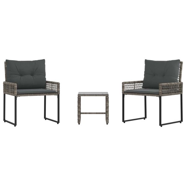 vidaXL Set de Mobilier pentru Exterior cu pernă 3 pcs Gri