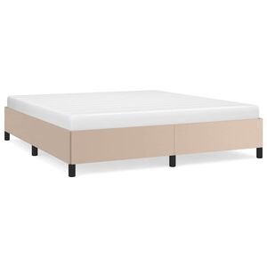 vidaXL Cadru de pat fără saltea, cappuccino, 160x200 cm, piele ecologică