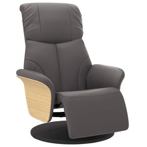 vidaXL Fotoliu rabatabil cu suport de picioare, gri, piele ecologică