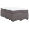 vidaXL Pat box spring cu saltea, gri, 120x190 cm, piele ecologică
