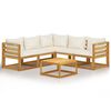 vidaXL Set mobilier grădină cu perne, 6 piese, crem, lemn masiv acacia