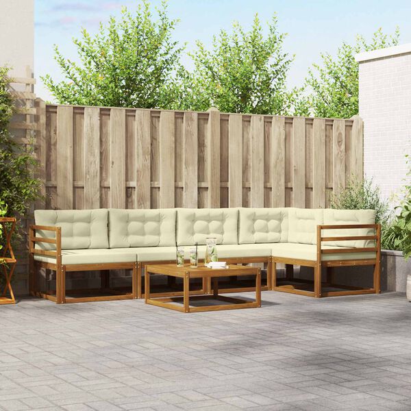 vidaXL Set de canapele de exterior cu pernă 6 pcs Natural și Crem