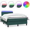 vidaXL Pat cu arcuri cu saltea și LED, verde &icirc;nchis, 120x210 cm, catifea
