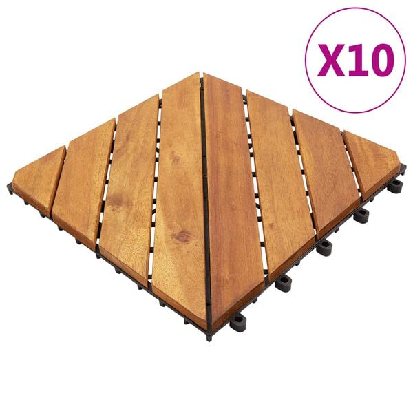 vidaXL Plăci pentru Deck 10 pcs Maro 30 x 30 cm Lemn de Acacia