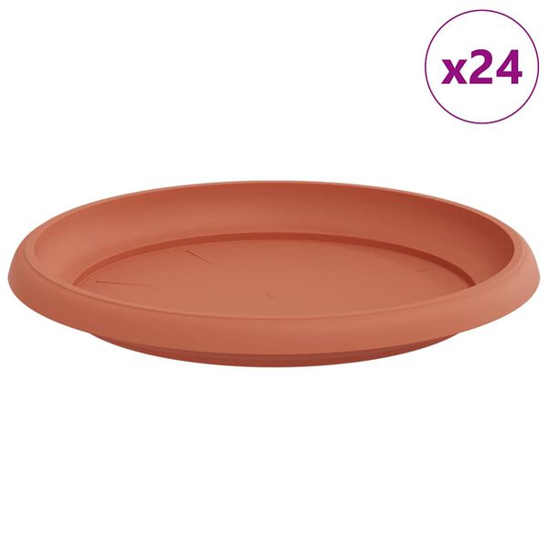 vidaXL Tavă rotundă pentru flori 24 pcs Roșu cărămidă &Oslash; 21,5 x 2,5 cm