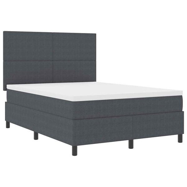 vidaXL Pat cu arcuri cu headboard Gri &icirc;nchis și alb 160 x 200 cm