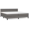 vidaXL Pat box spring cu saltea, gri, 200x200 cm, piele ecologică