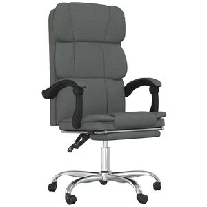 vidaXL Fotoliu de birou rabatabil, gri &icirc;nchis, textil