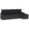 vidaXL Set de canapea 5 buc. Negru poliratan