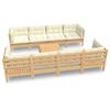 vidaXL Set mobilier grădină cu perne crem, 9 piese, lemn de pin