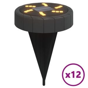 vidaXL Lămpi solare cu țăruși de sol pentru exterior, 12 buc. alb cald