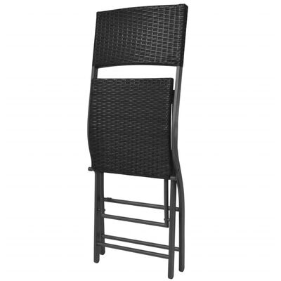 vidaXL Set mobilier exterior pliabil, 5 piese, negru oțel, poliratan