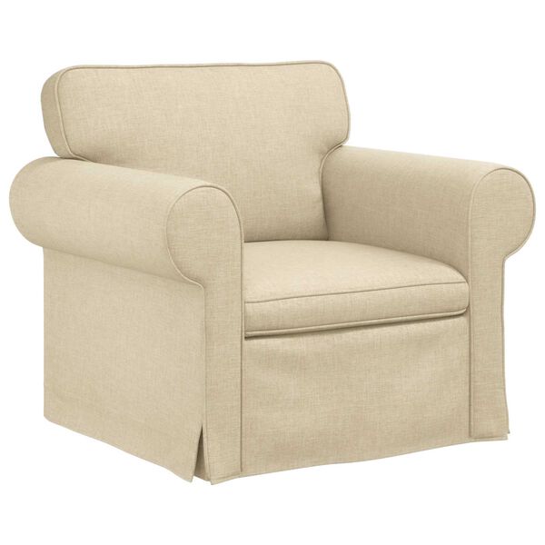 vidaXL Canapea 2 pcs Crem 155 x 82 x 80 cm țesătură