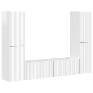 vidaXL Set comodă TV 6 pcs Alb lucios Lemn compozit
