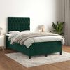 vidaXL Pat box spring cu saltea, verde &icirc;nchis, 120x190 cm, catifea