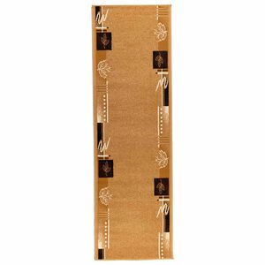 vidaXL Covor Runner FLORNES Țesut Ocru Frunze 67 x 150 cm PP 7 mm