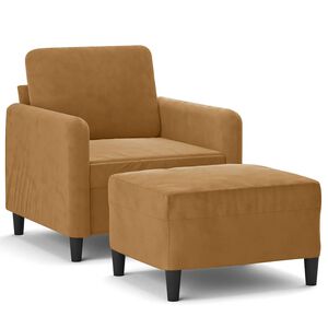 vidaXL Fotoliu canapea cu taburet, maro, 60 cm, catifea