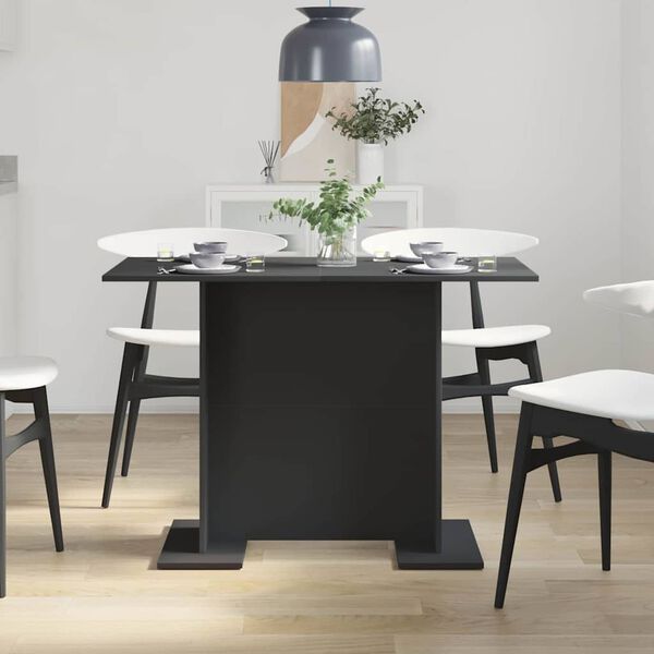 vidaXL Masă de dining Negru 110 x 60 x 75 cm Lemn compozit