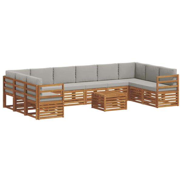 vidaXL Set canapea sectională cu pernă 11 pcs Gri natural și deschis