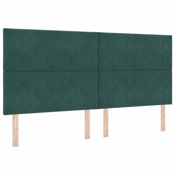 vidaXL Pat cu arcuri cu saltea Verde &icirc;nchis 200 x 200 cm țesătură