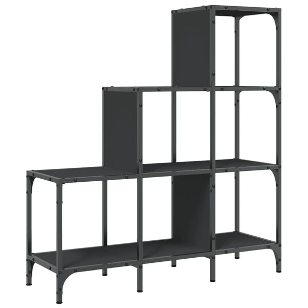 vidaXL Bibliotecă, negru, 92x30x102 cm, lemn prelucrat și metal