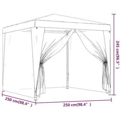 vidaXL Cort de petrecere 4 pereți din plasă antracit 2,5x2,5 m HDPE