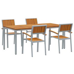 vidaXL Set de masă pentru grădină 5 pcs Gri Lemn Solid de Acacia
