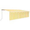 vidaXL Copertină retractabilă manual cu stor&LED, galben&alb, 5x3 m