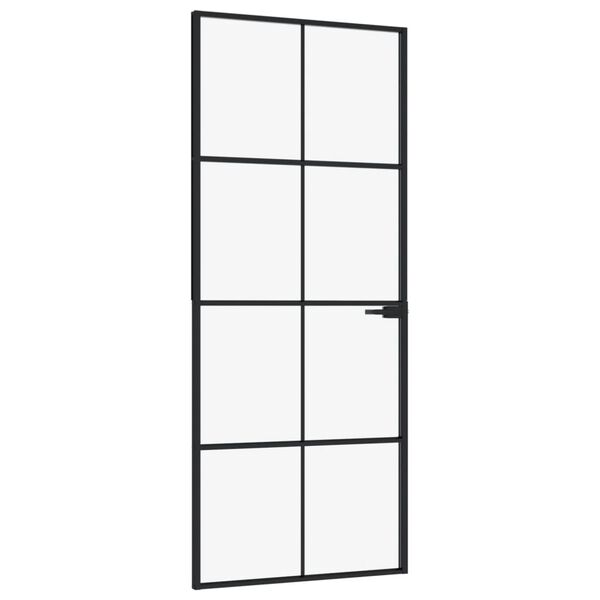 vidaXL Ușă de interior negru 83x201,5 cm sticlă securiz./aluminiu slim