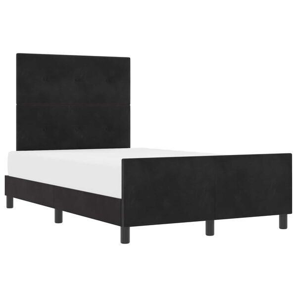vidaXL Pat cu arcuri cu headboard Negru 120 x 200 cm Catifea